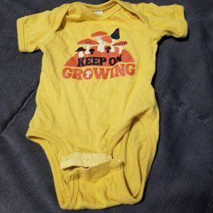 Keep on Growing yellow mushroom onesie, 6 month